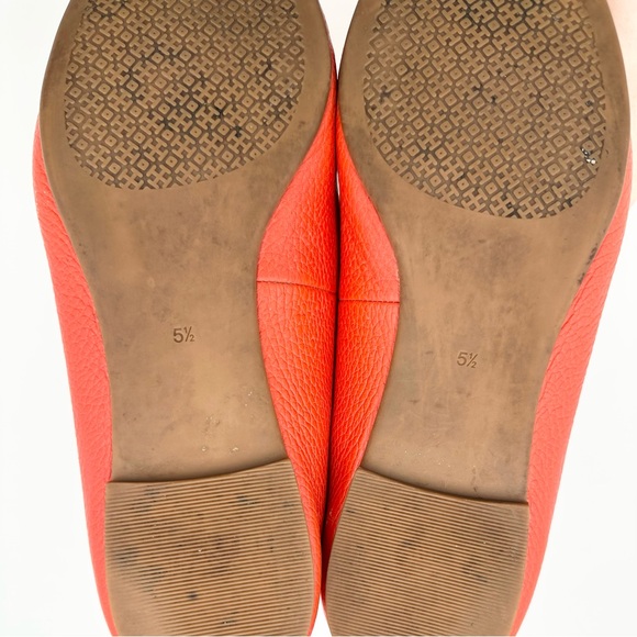 Tory Burch CLAIRE Ballerina Ballet Flat Shoe Samba Leather Logo Orange - Picture 9 of 9